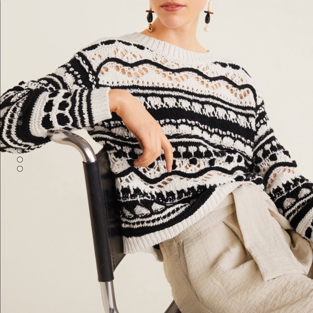 Mango bicolor jacquard top